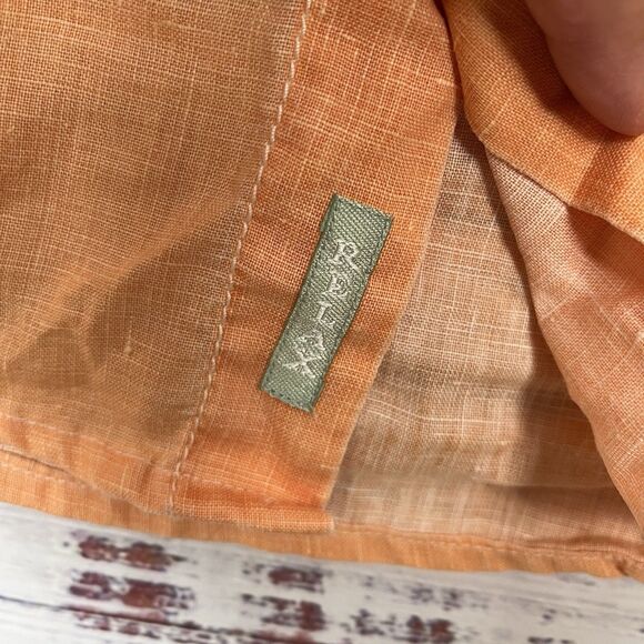 Tommy Bahama Shirt Mens Medium Relax Fit Orange Long Sleeve Button Up 100% Linen - Picture 5 of 14